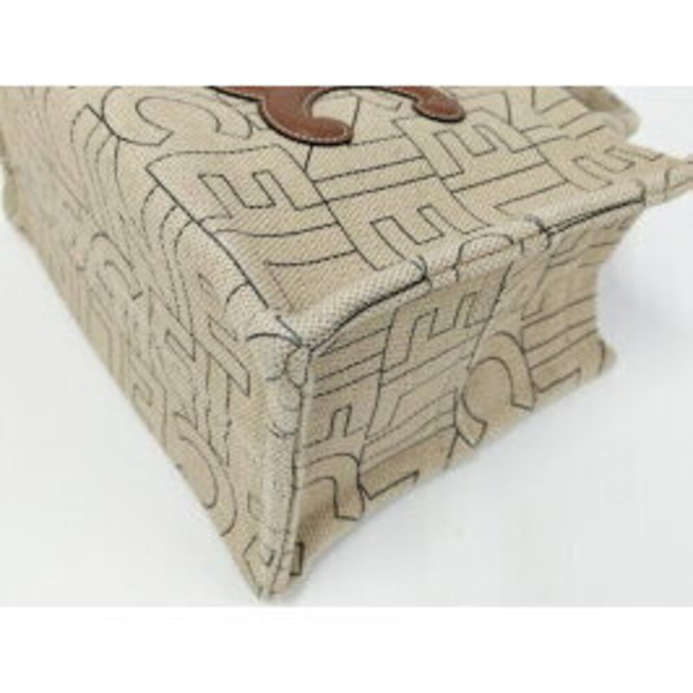 CELINE Cabatas Handbag Triomphe Canvas Beige - Picture 3 of 9